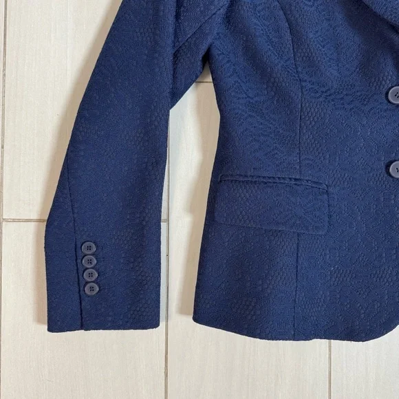 New York & Company Navy Lace Overlay Blazer Jacket Size 14 - Picture 3 of 5